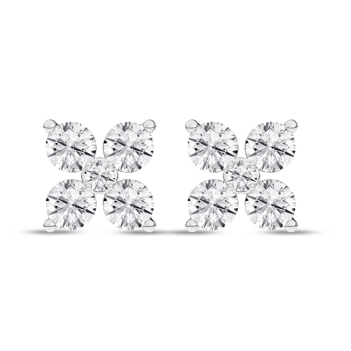 14K White Gold Flower Petal Stud Earrings