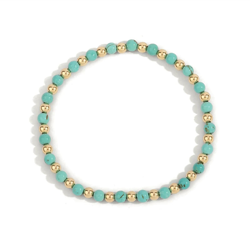 Blue Howlite & 14kt Gold Filled Harmony Gemstone Bead Bracelet - 4MM