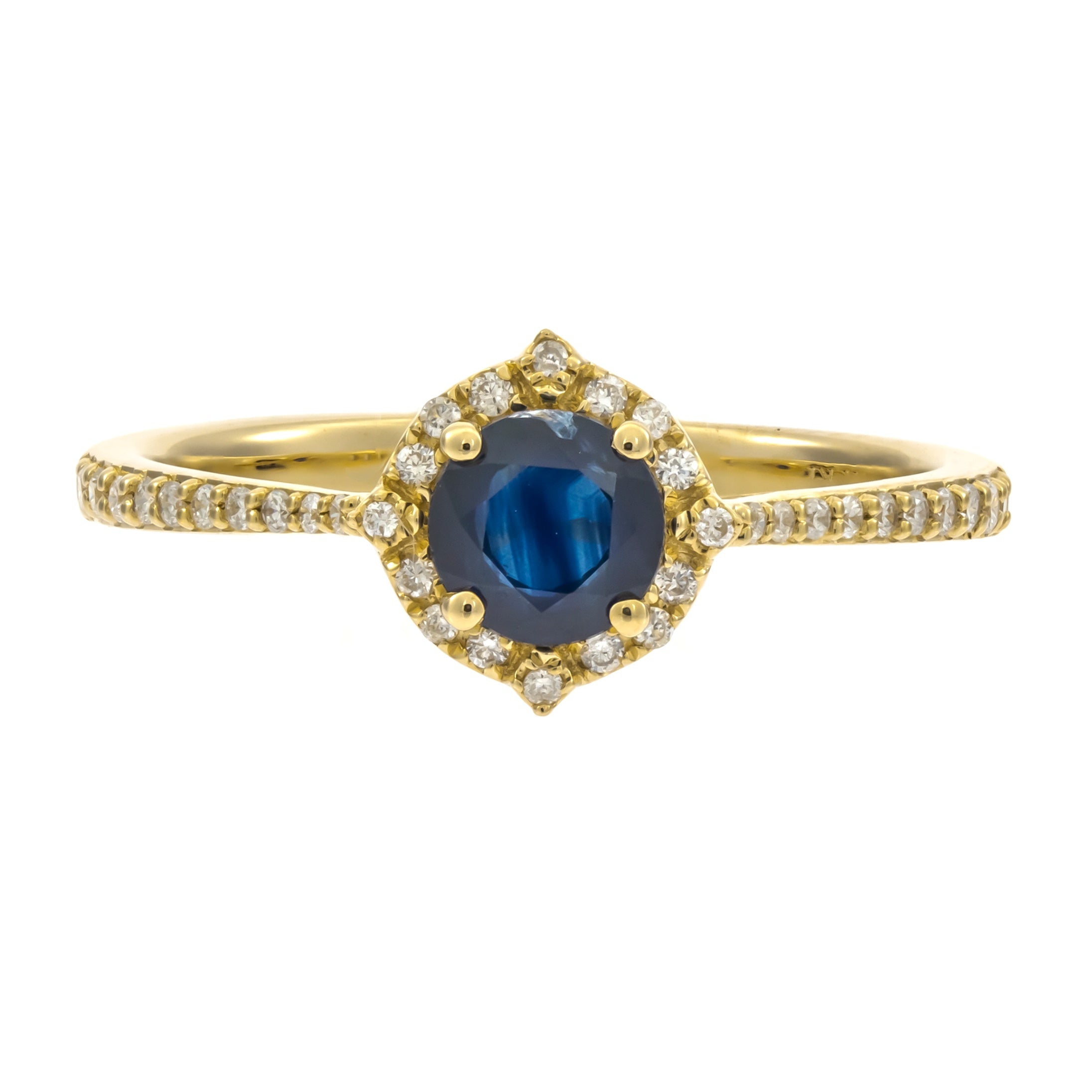 10K Blue Sapphire ring with Diamond Halo