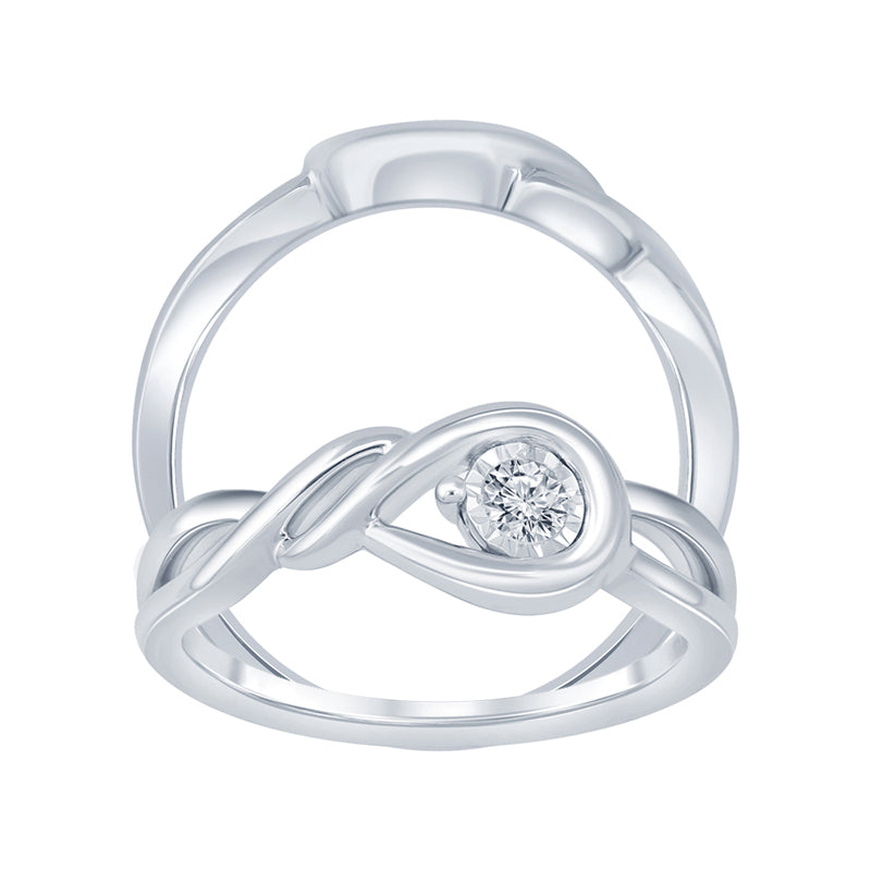 Sterling Silver Diamond Knot Ring