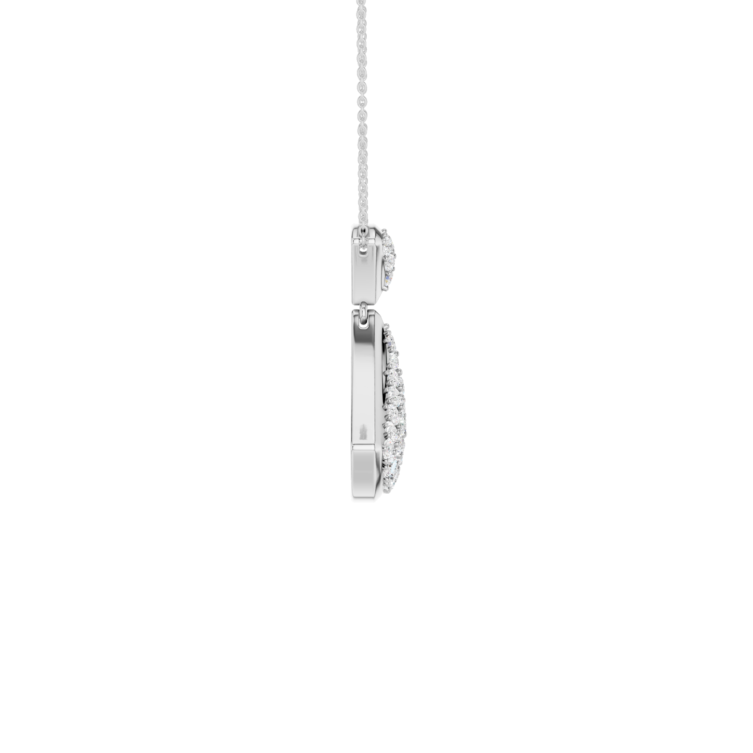 14K White Gold Diamond Pave Fan Motif Pendant