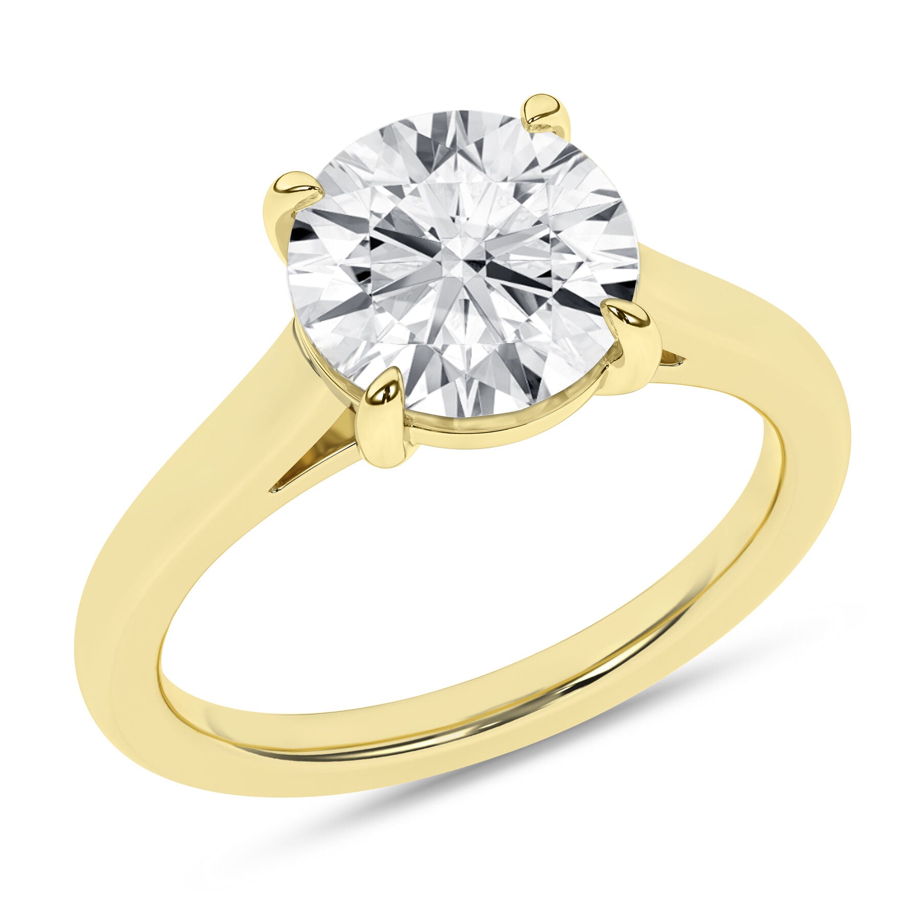 14K Yellow Gold Solitaire Round Diamond Engagement Ring