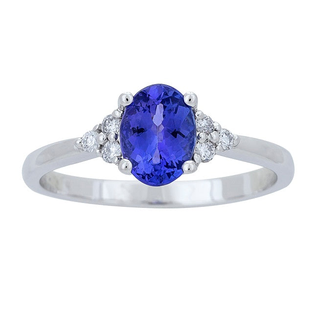 10K White Gold Tanzanite Ring With Diamond Accents