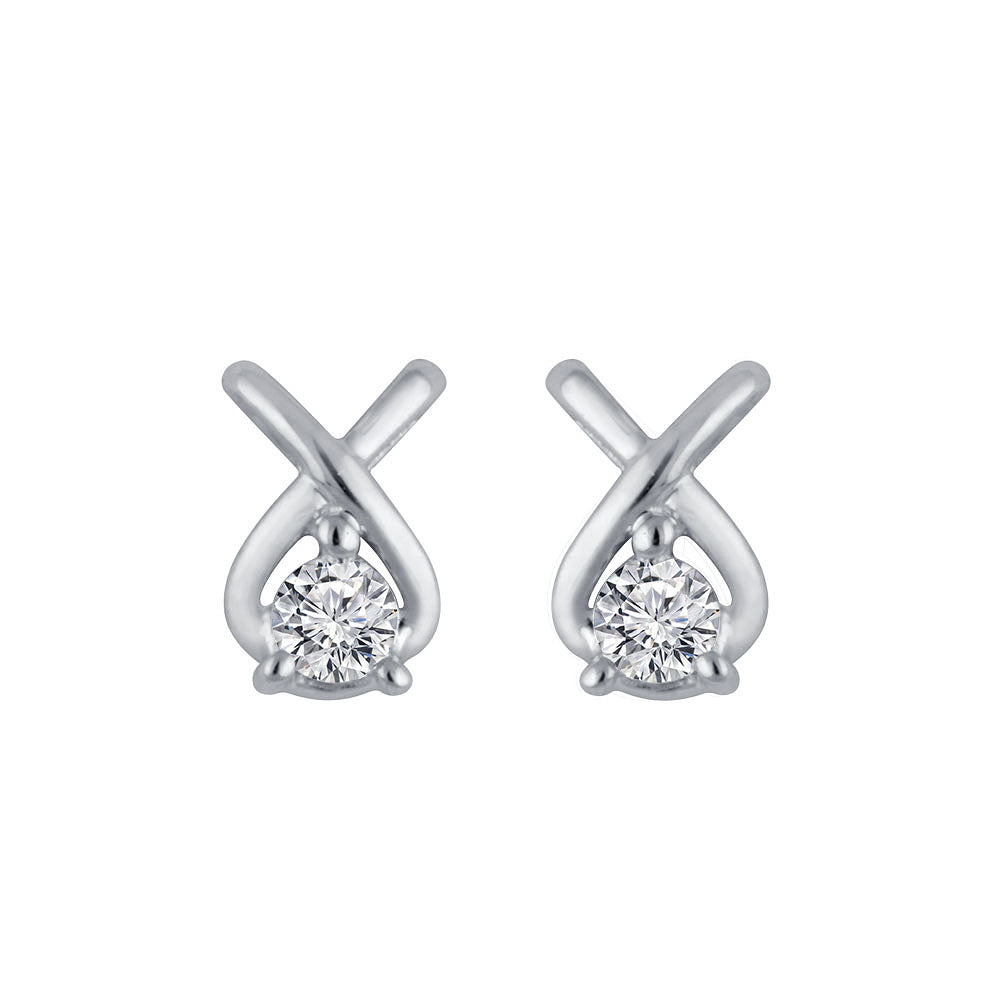 SS & LAB DIA WISHBONE DIA EARRINGS D=.18CTTW
