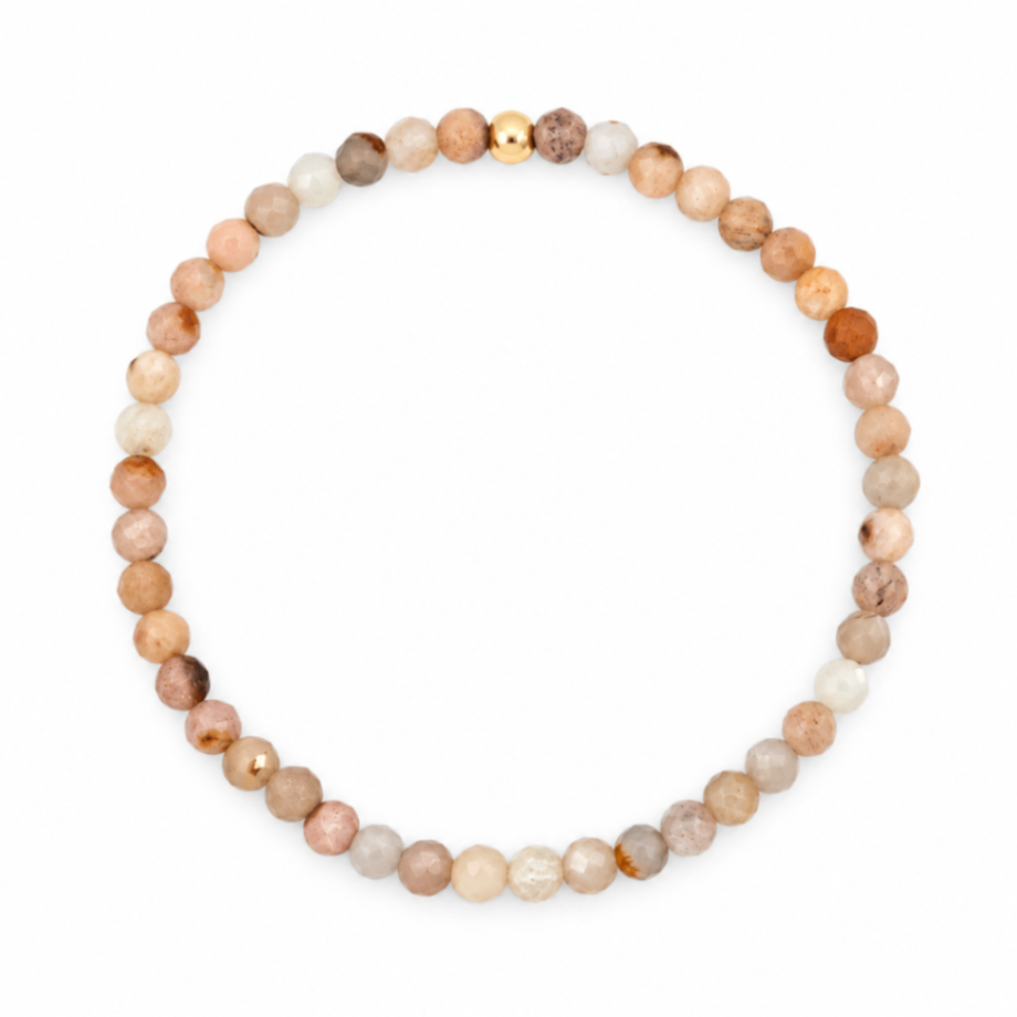 Peach Moonstone Gemstone Bead Bracelet - 4MM