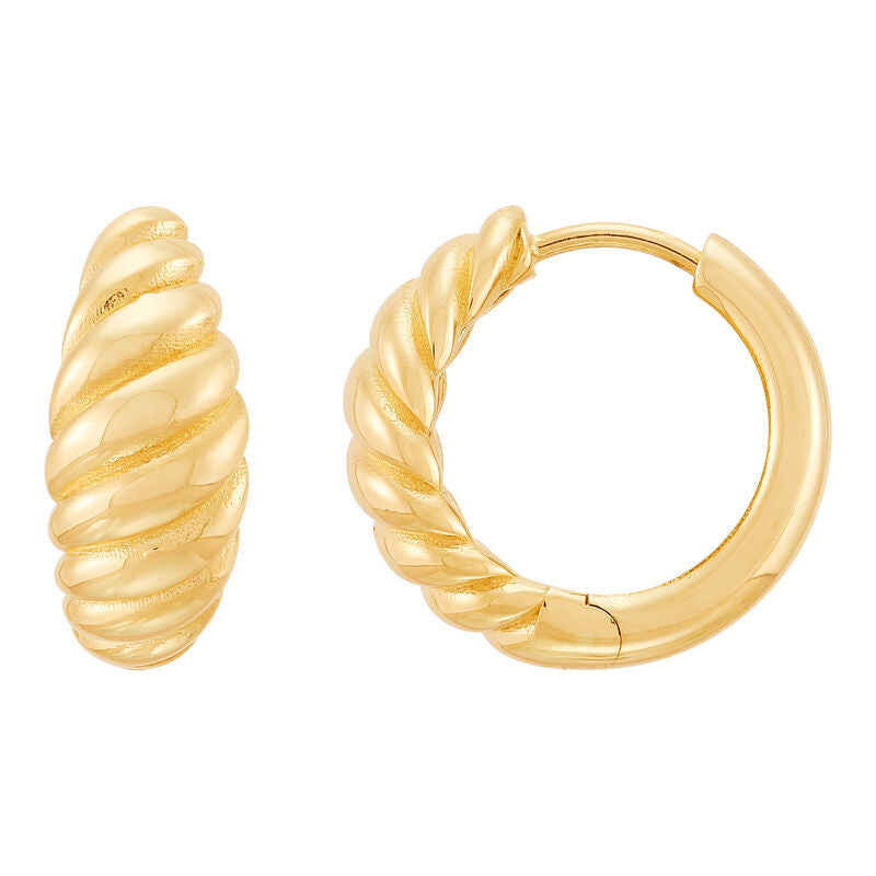 14KY SHRIMP DSGN POLISHED HUGGIES