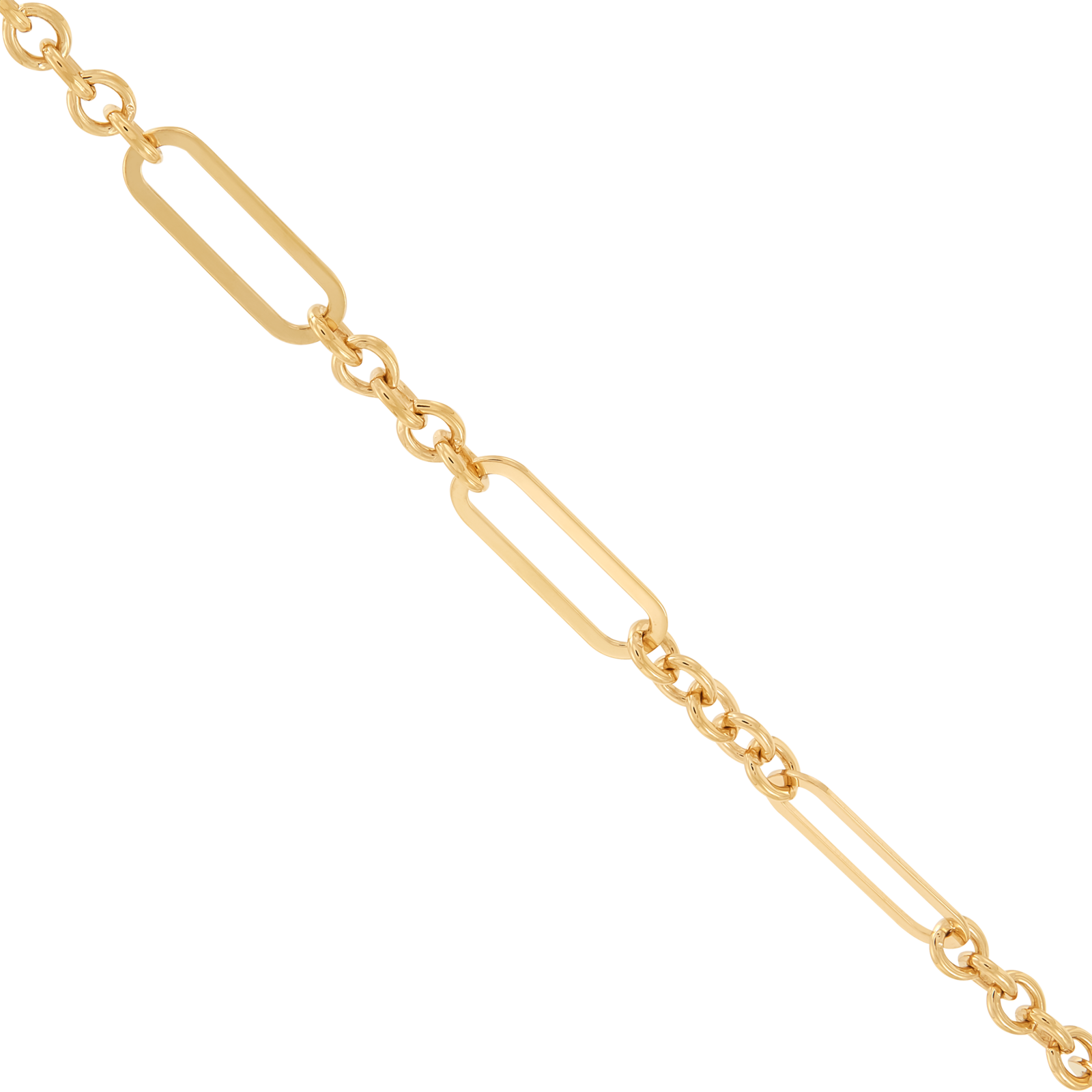 14KYG 18IN PAPERCLP & RND LNK NECKLACE