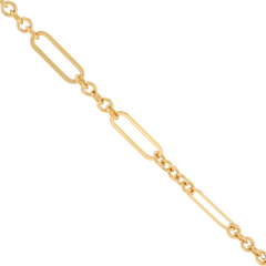 14KYG 18IN PAPERCLP & RND LNK NECKLACE