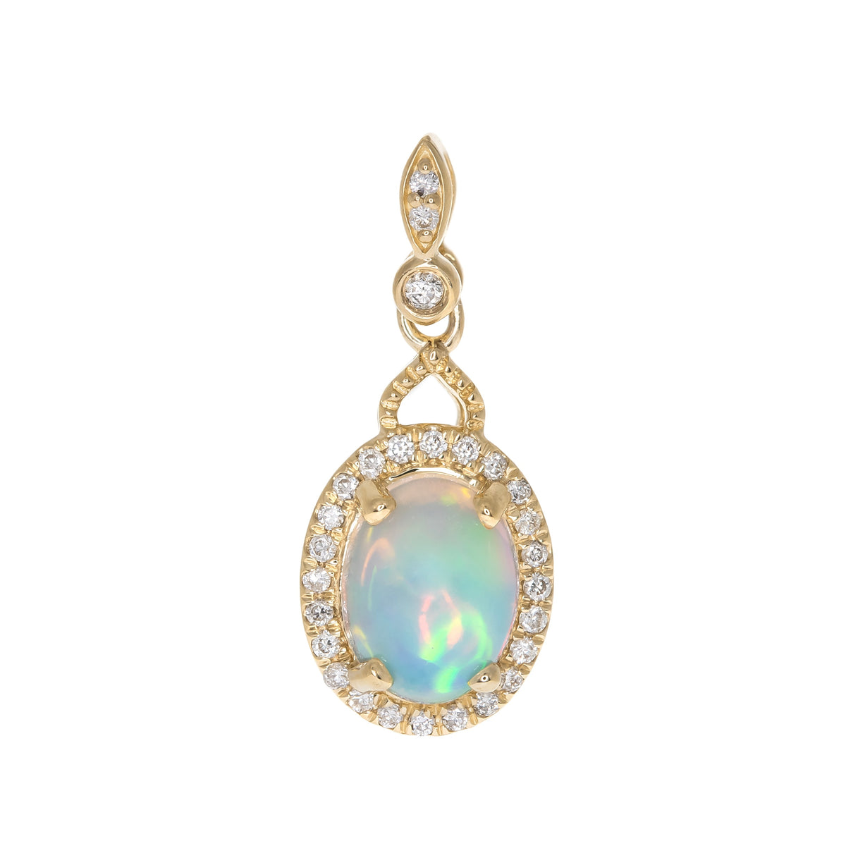 10K Yellow Gold Ethiopian Opal Pendant