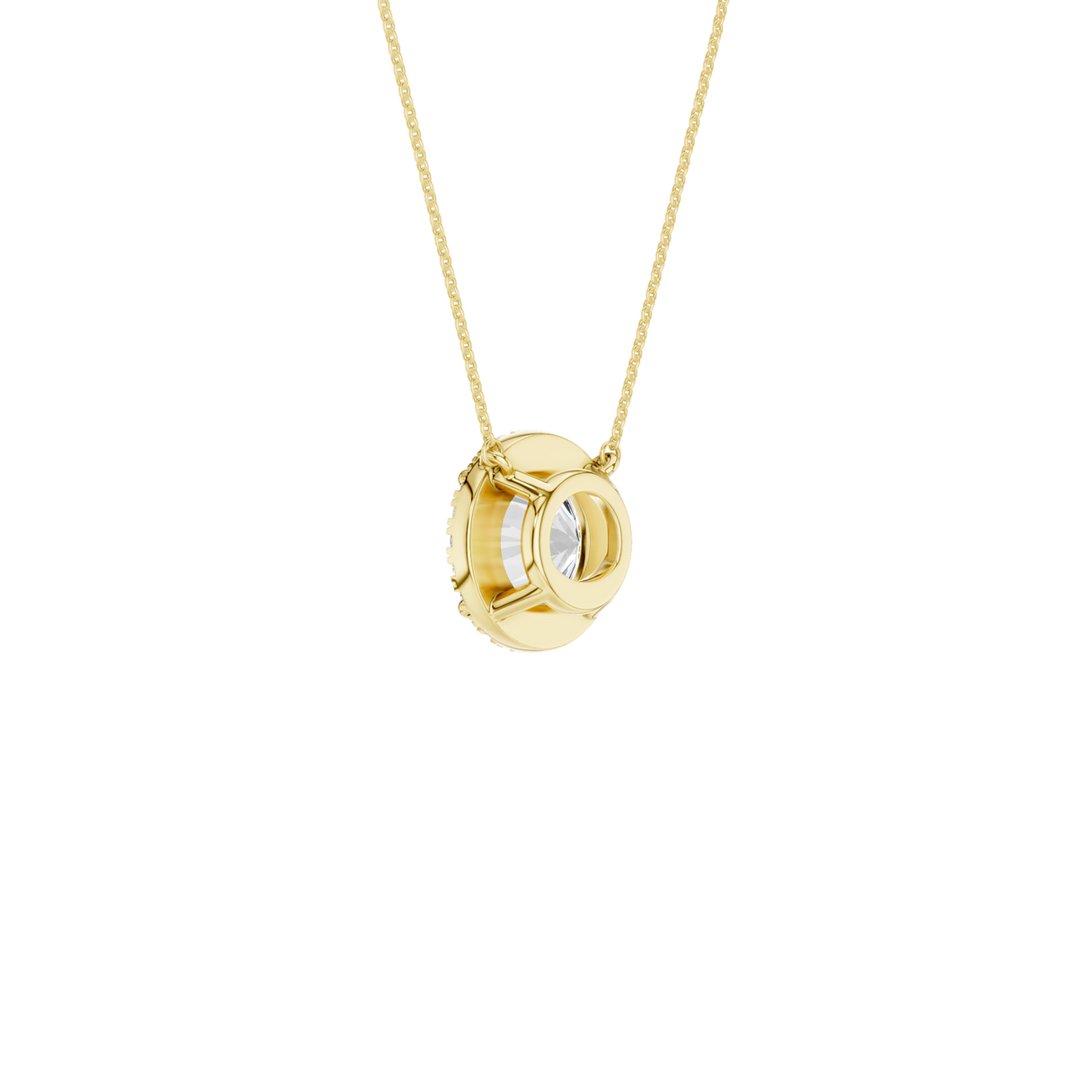 14K Yellow Gold Diamond Pendant With Halo