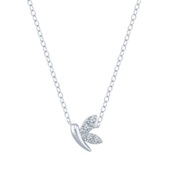 SS W/GOLD PLATE LAB DIA SM BUTTERFLY PEND D=.12CTTW