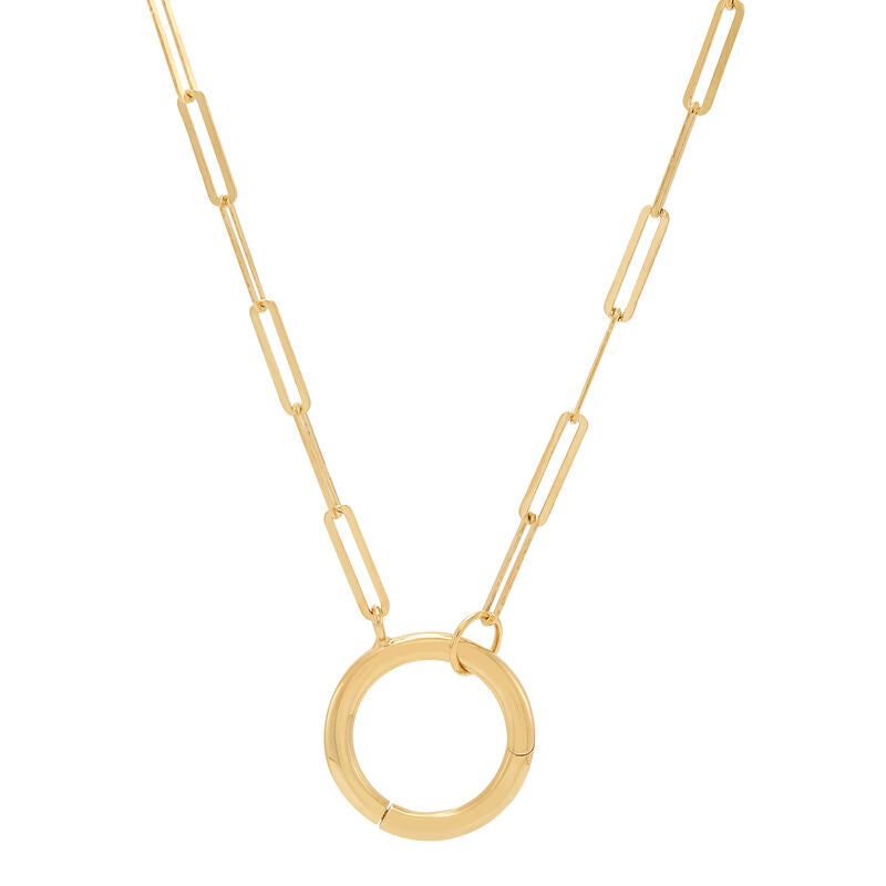 14KYG POLISHED PAPERCLIP CHAIN WITH CHARM CLIP