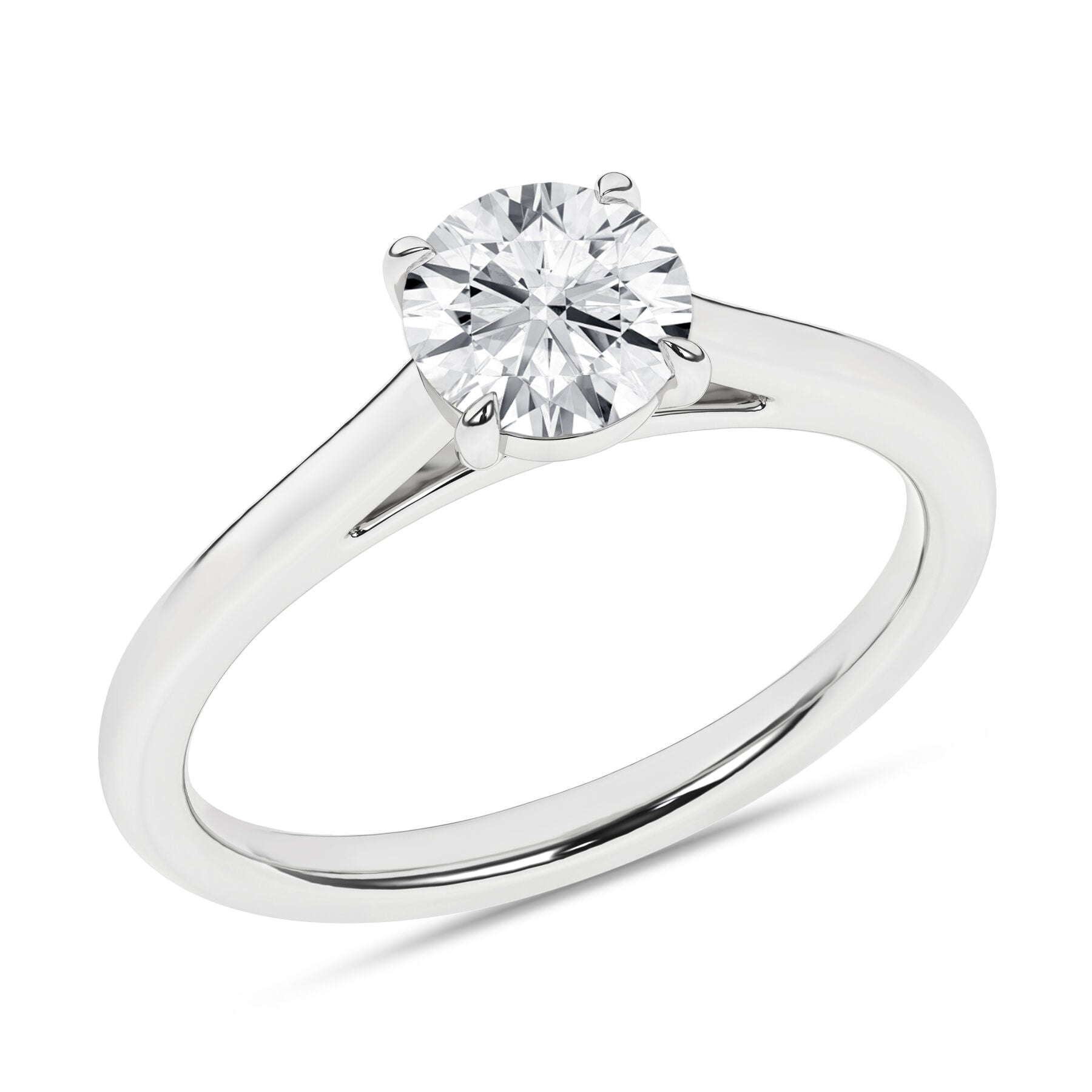 14K White Gold Solitaire Diamond Engagement Ring