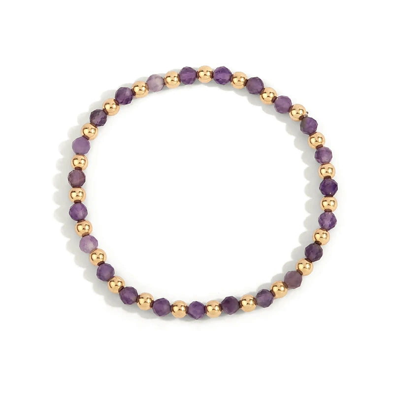 Amethyst & 14kt Gold Filled Harmony Gemstone Bead Bracelet - 4MM