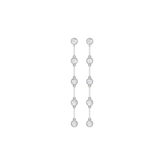 14K White Gold Station Bezel Set Earrings