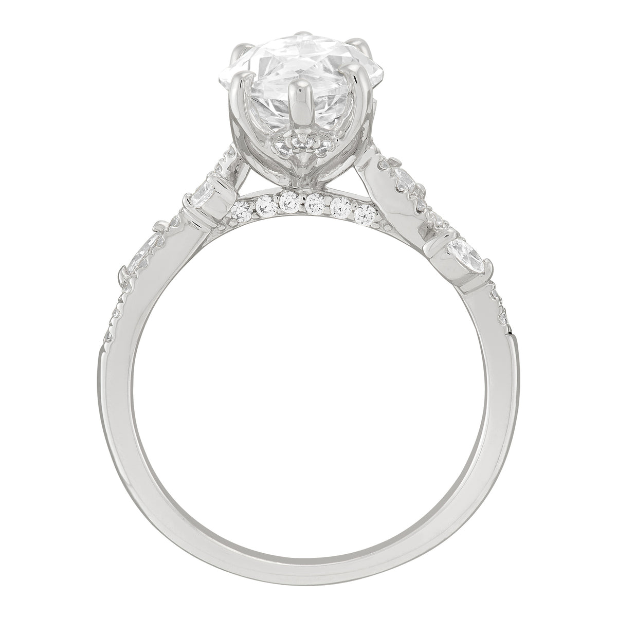 14K White Gold 3CT Lab-Grown Marquise Diamond Ring