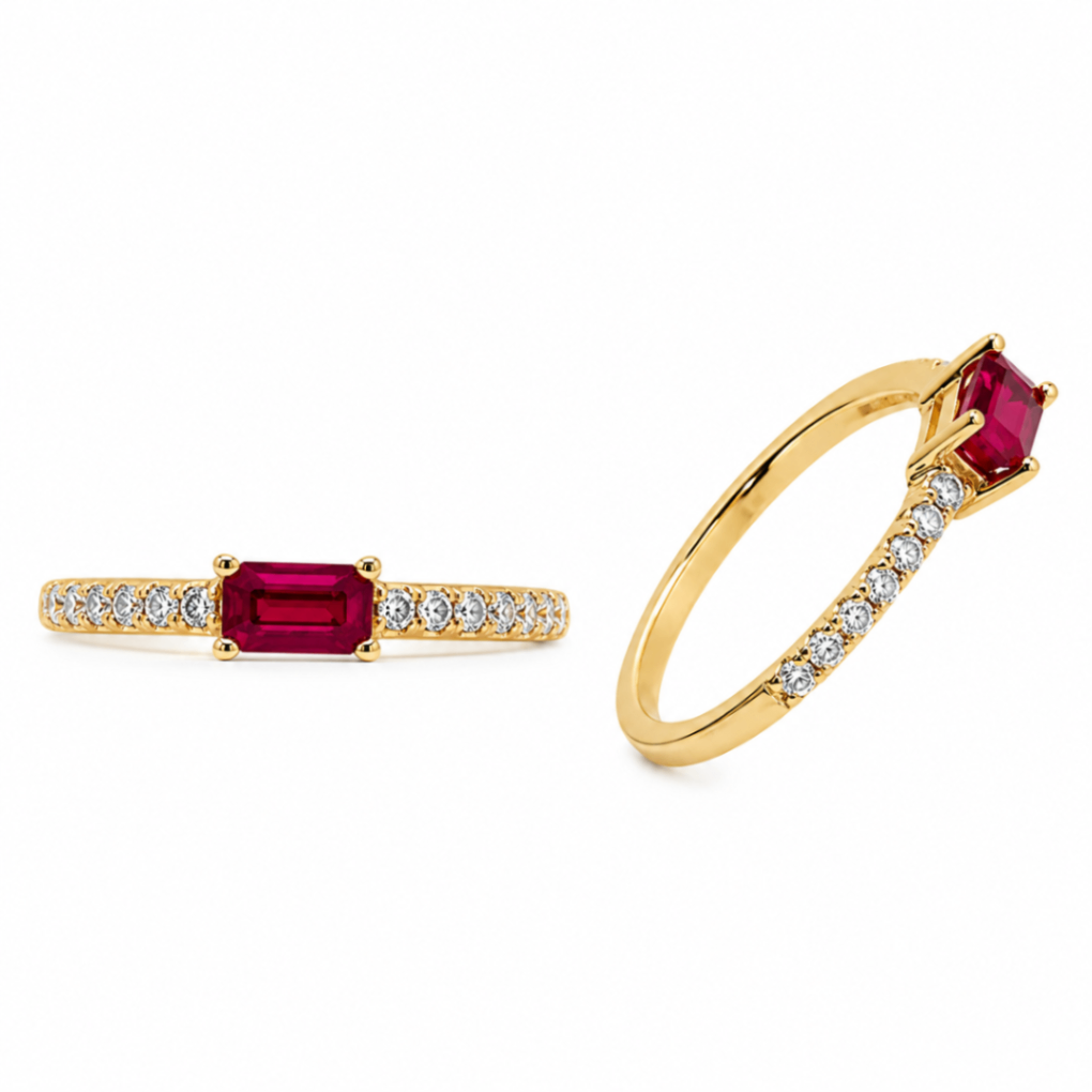 14K Yellow Gold Ruby and Diamond Ring