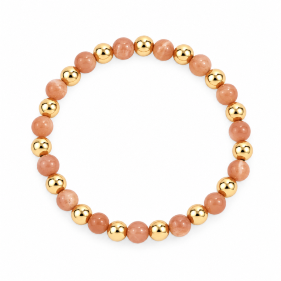 Peach Moonstone & 14kt Gold Filled Harmony Gemstone Bead Bracelet - 6MM