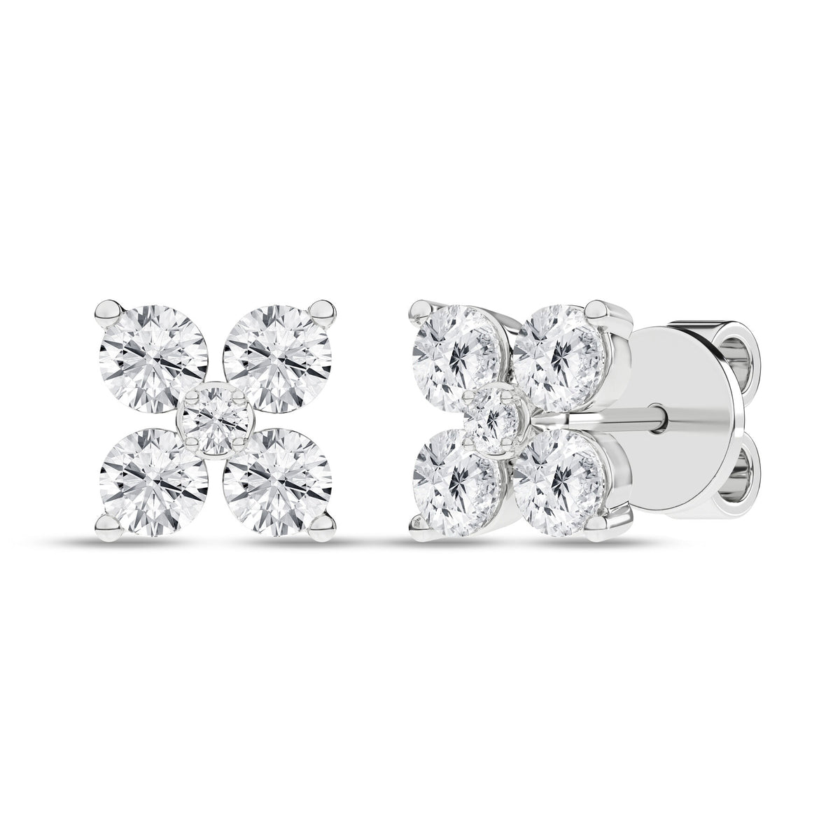 14K White Gold Flower Petal Stud Earrings