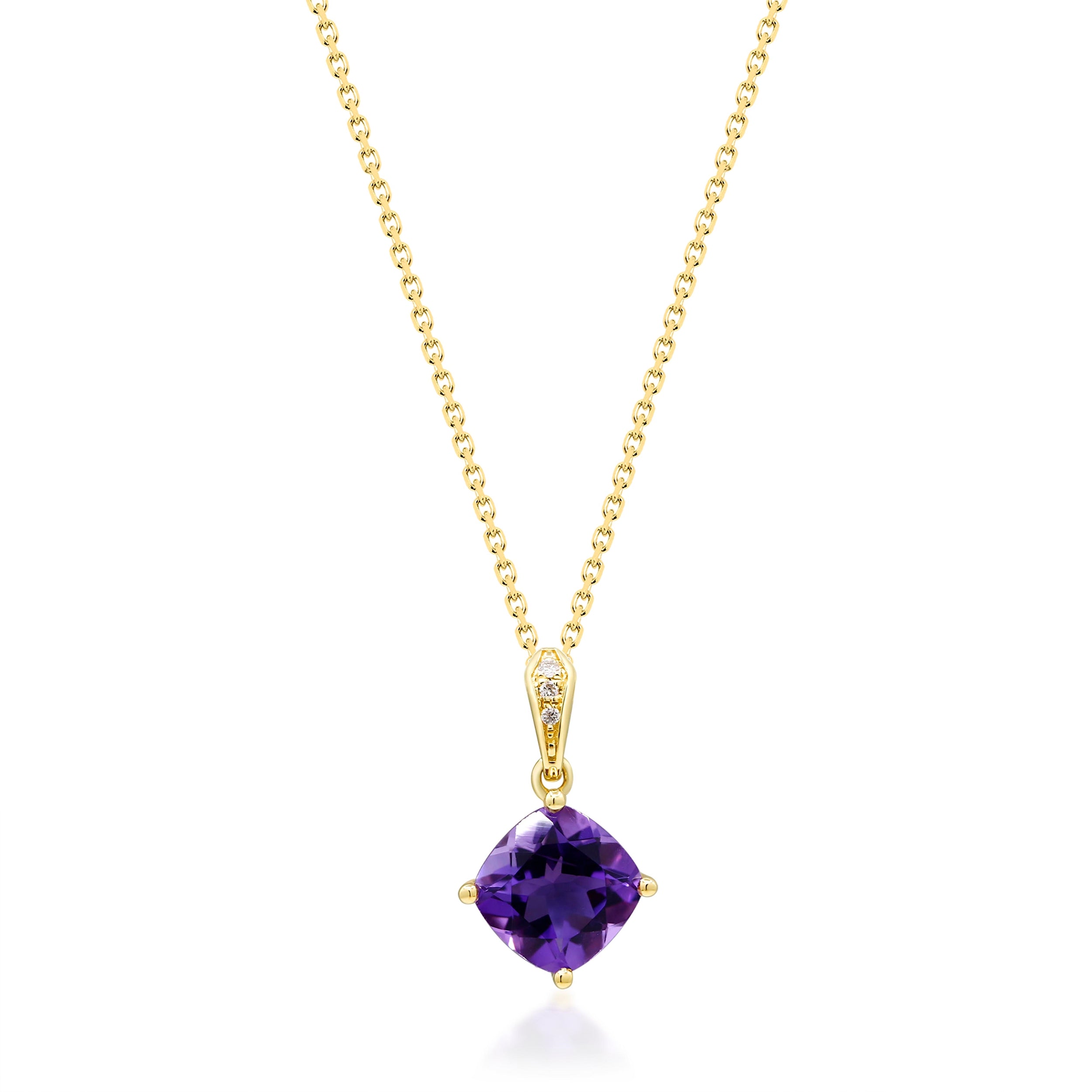 10K Yellow Gold Amethyst and Diamond Pendant