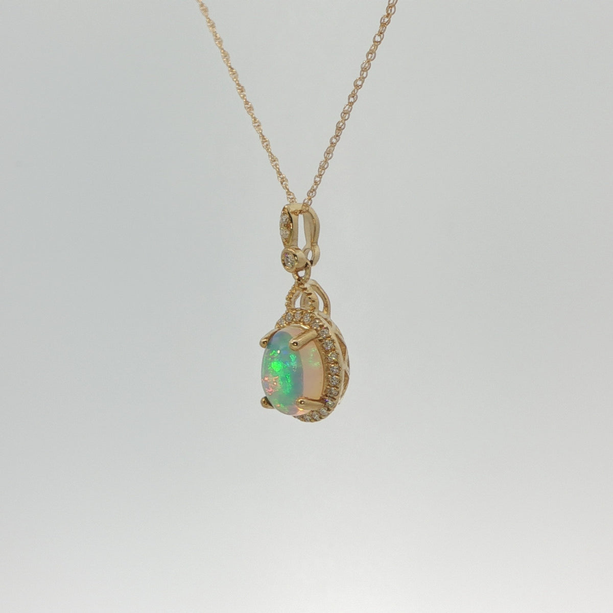 10K Yellow Gold Ethiopian Opal Pendant