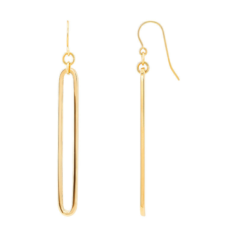 14KY POLISHED OPEN LONG PAPERCLIP EARRINGS