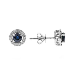 10KWG SAPPH & DIA HALO STUDS