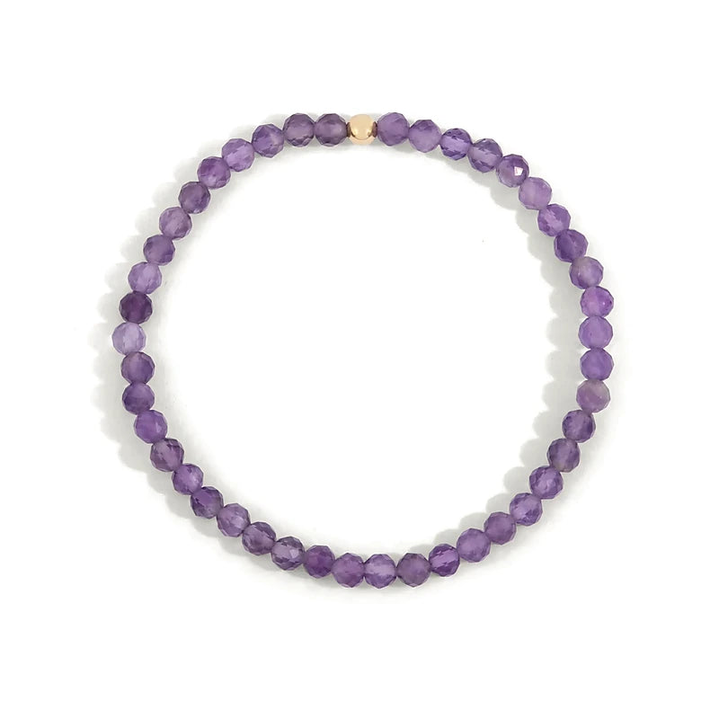Amethyst February Birthstone Bead Bracelet - 4MM