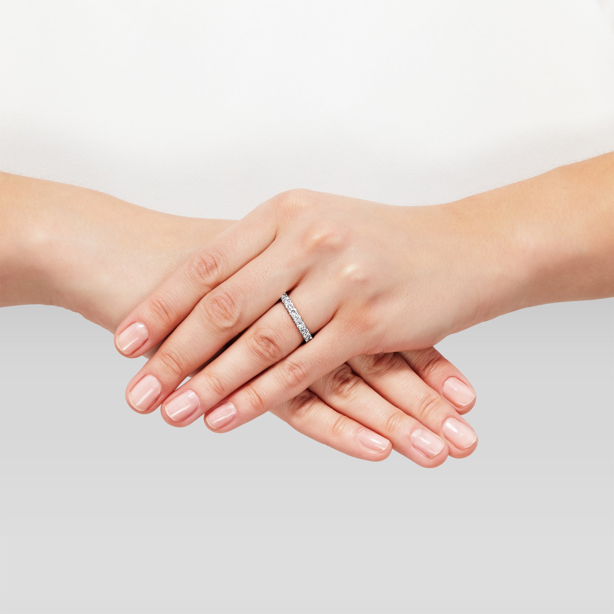 Shared Prong Halfway Wedding Band