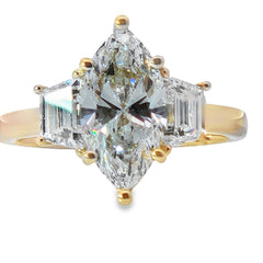 Lab Grown - 14Ky 2.80 Cttw E Vs1 Marq. Center W/Trapezoid Side Stones 3 Stone Ring
1Mq=2.07Ct 
Igi Lg598376773