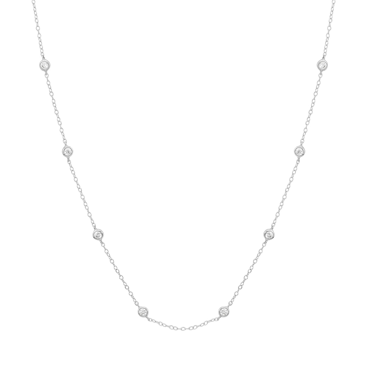 Lab Grown - 14Kw 1Cttw Diamond Station Necklace 18"