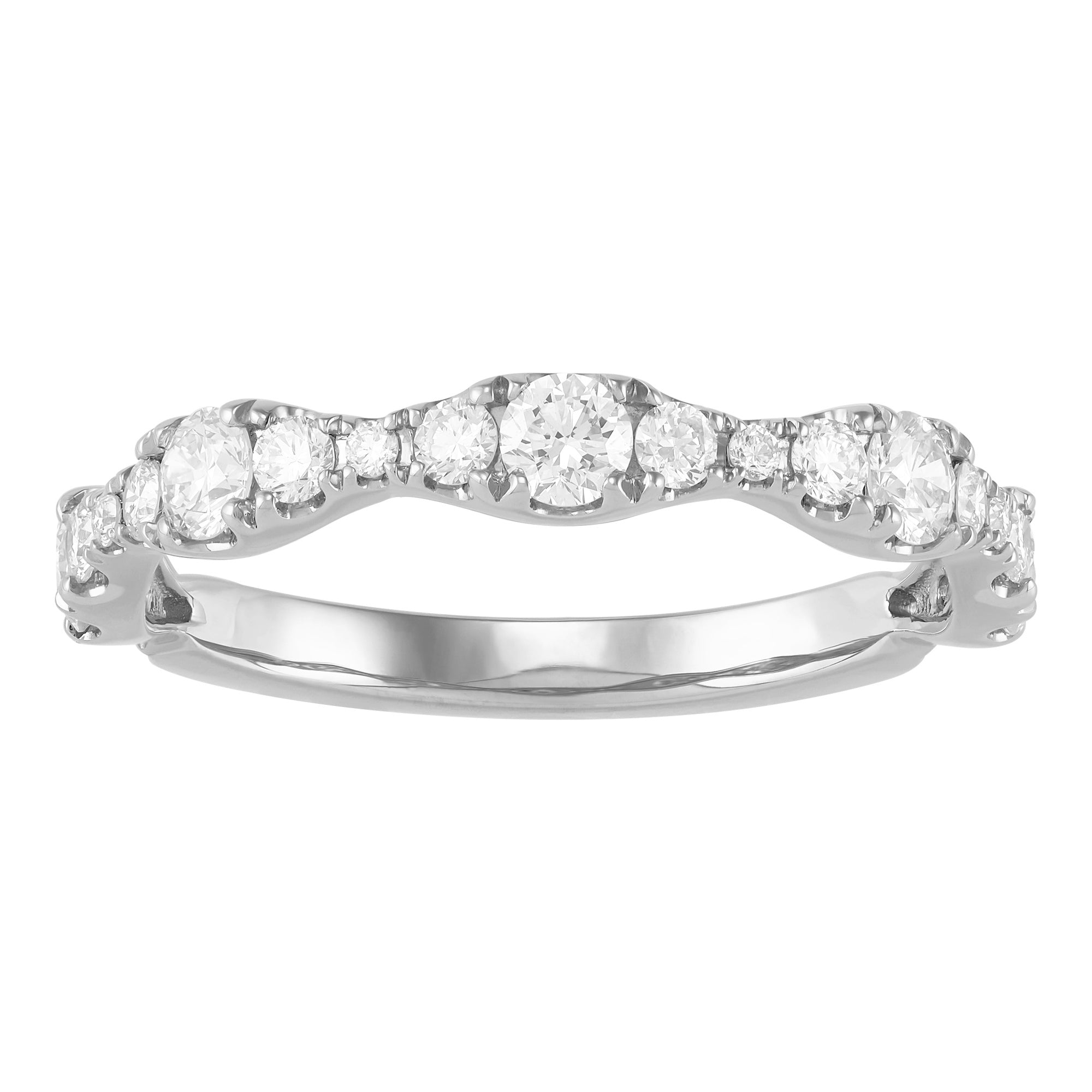Shared Prong Halfway Wedding Band