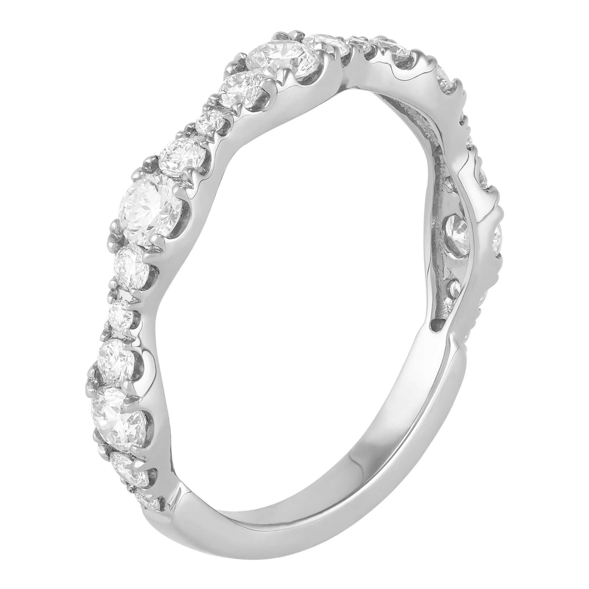 Shared Prong Halfway Wedding Band