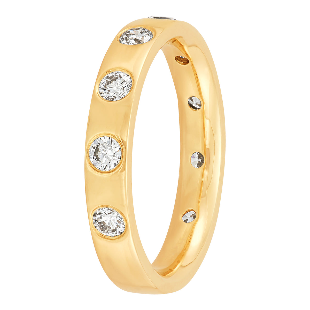 Lab Grown - 14Ky 3/4Cttw 9 Stone Flush Set Band