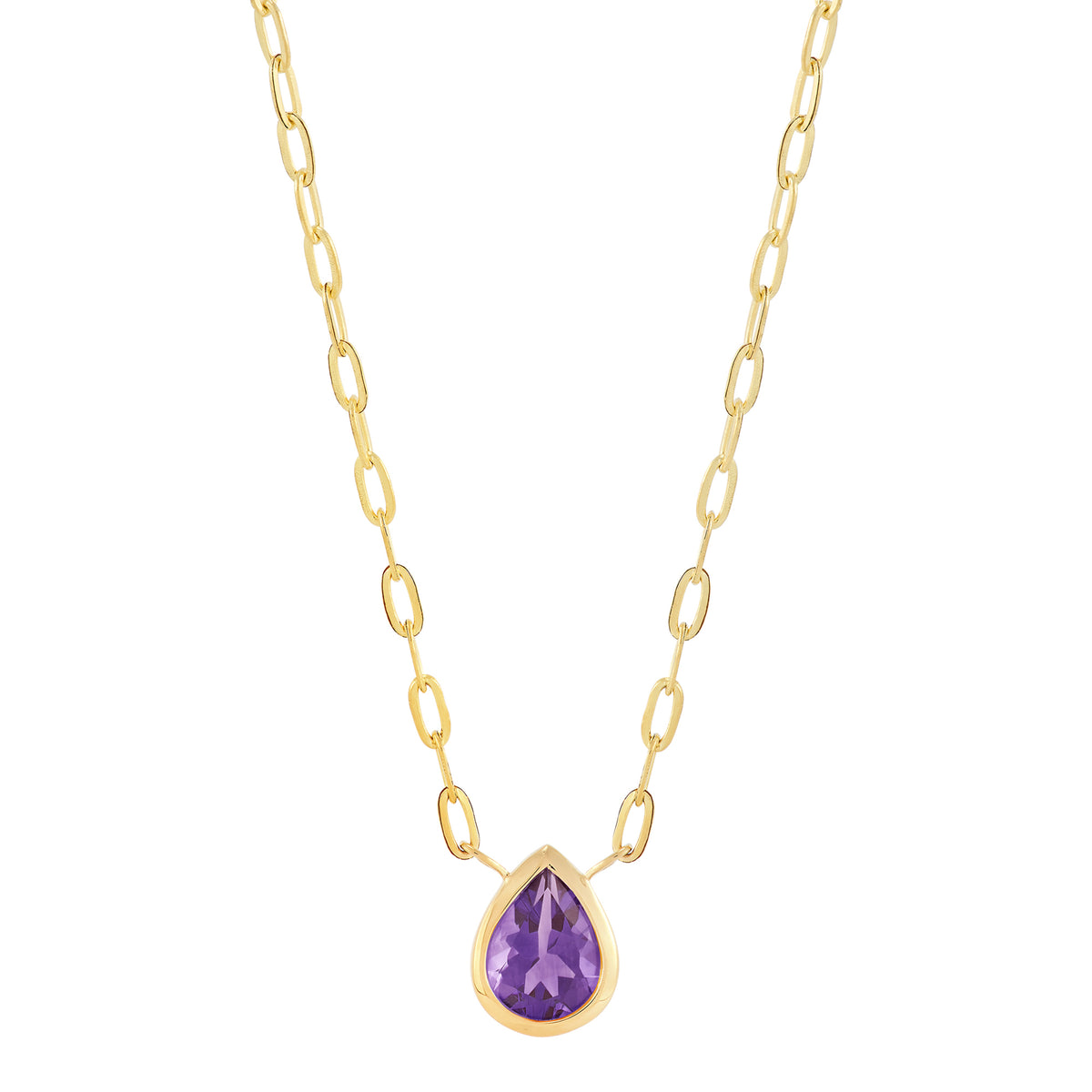 14Ky P/S Amethyst Bezel Set Necklace