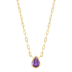 14Ky P/S Amethyst Bezel Set Necklace