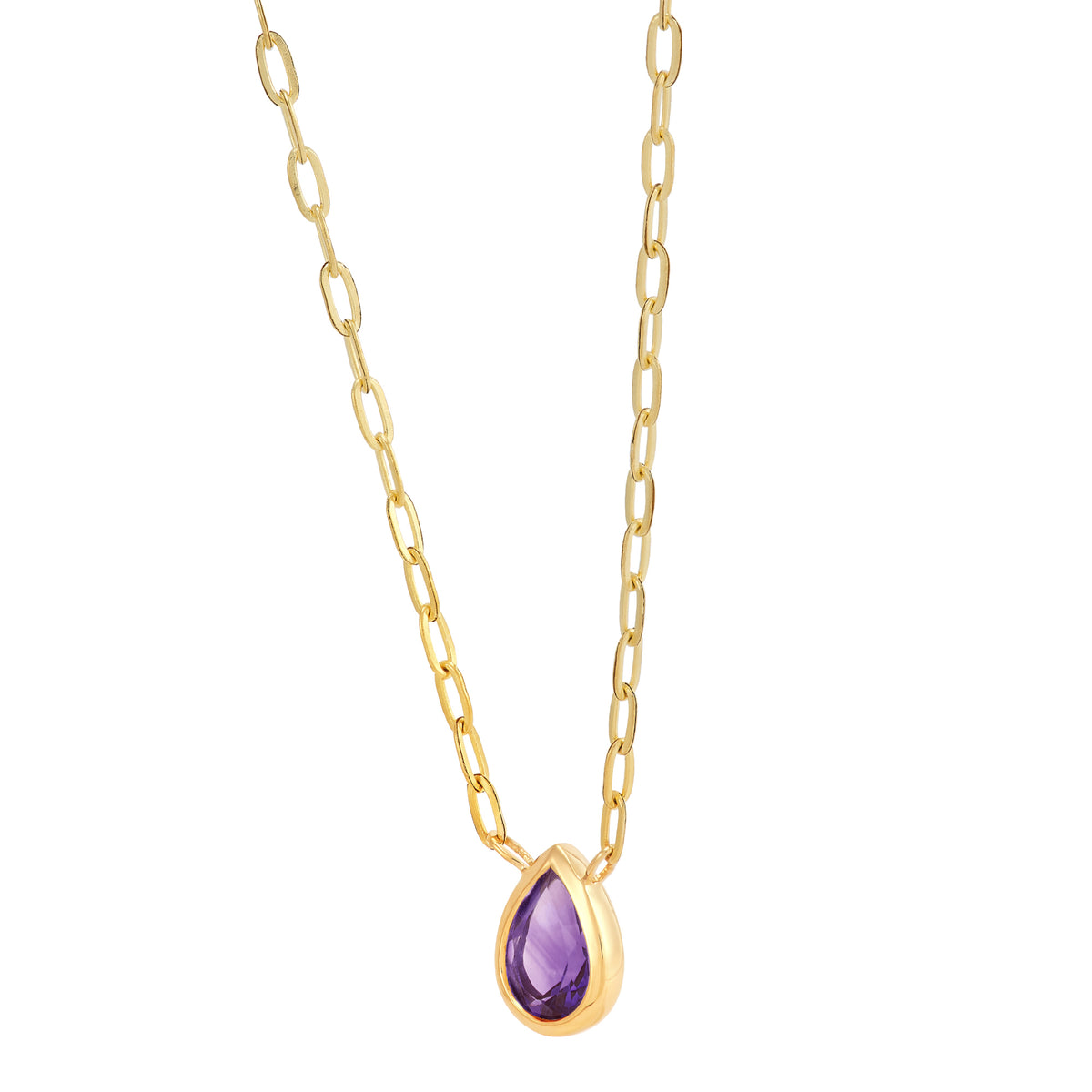 14Ky P/S Amethyst Bezel Set Necklace