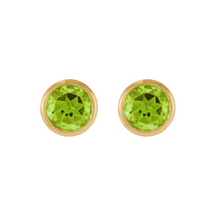 14Ky Peridot 5Mm Round Bezel Set Earrings