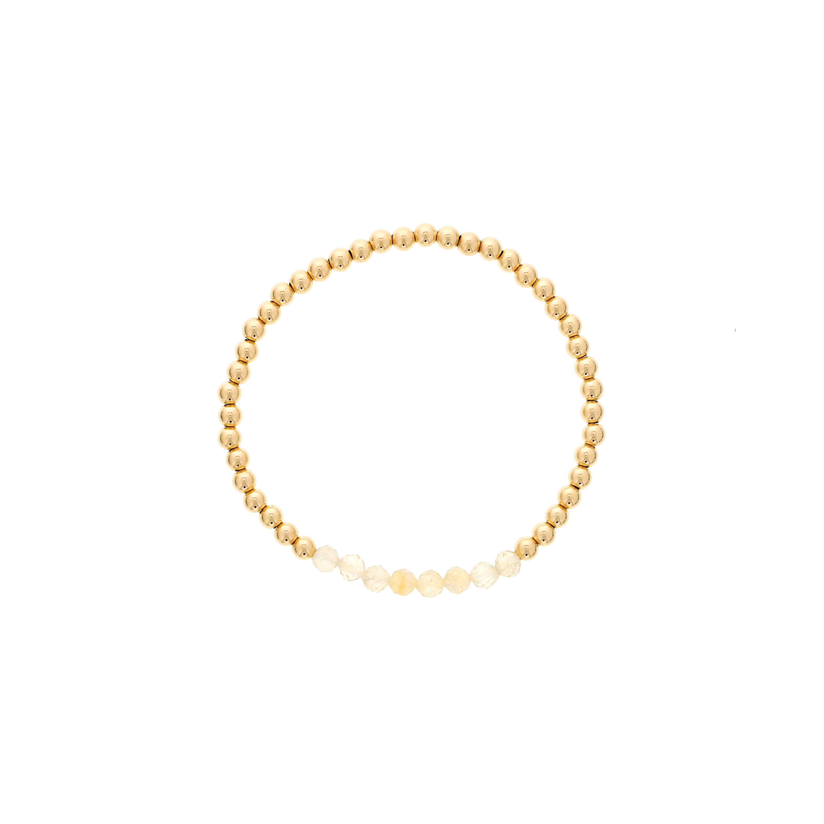 Shinebright Birthstone Mini Bracelet - 4Mm Gf Beads With Citrine Bar
