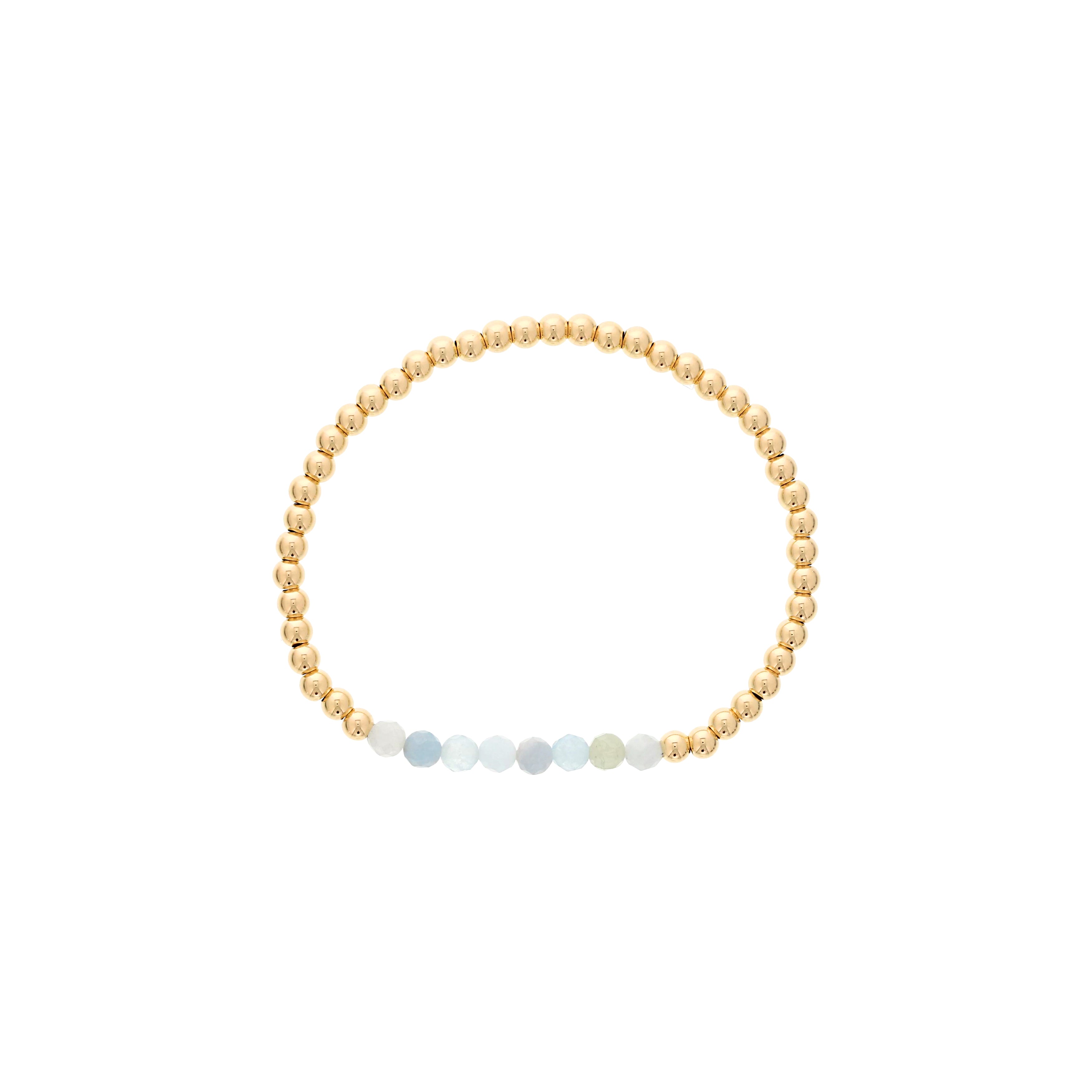 Shinebright Birthstone Mini Bracelet - 4Mm Gf Beads With Aquamarine Bar
