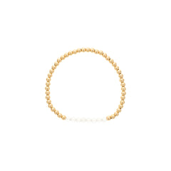 Shinebright 7" Bracelet - 4Mm Gf Beads-White Topaz Bar