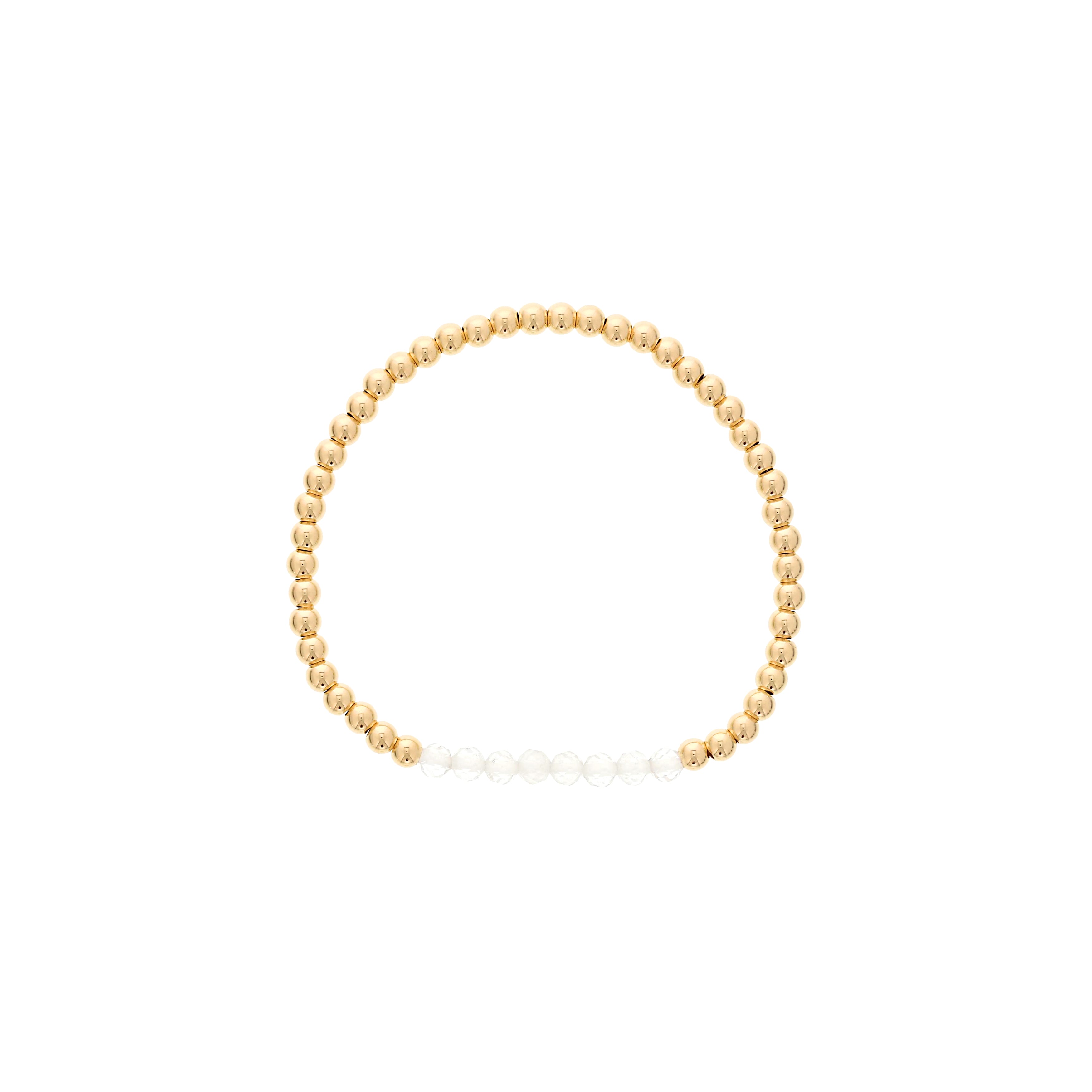 Shinebright 7" Bracelet - 4Mm Gf Beads-White Topaz Bar