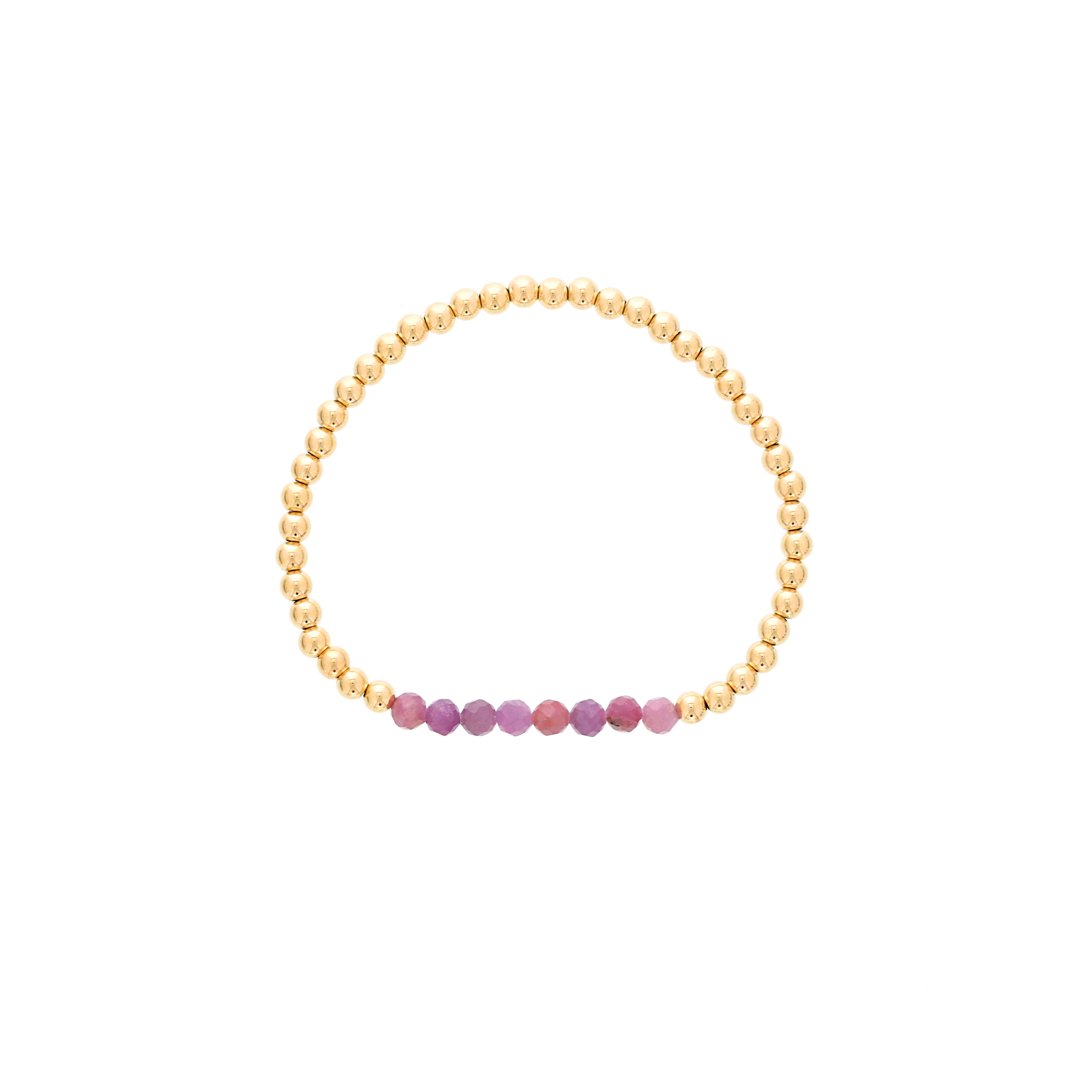 Shinebright Birthstone Mini Bracelet - 4Mm Gf Beads With Ruby Bar