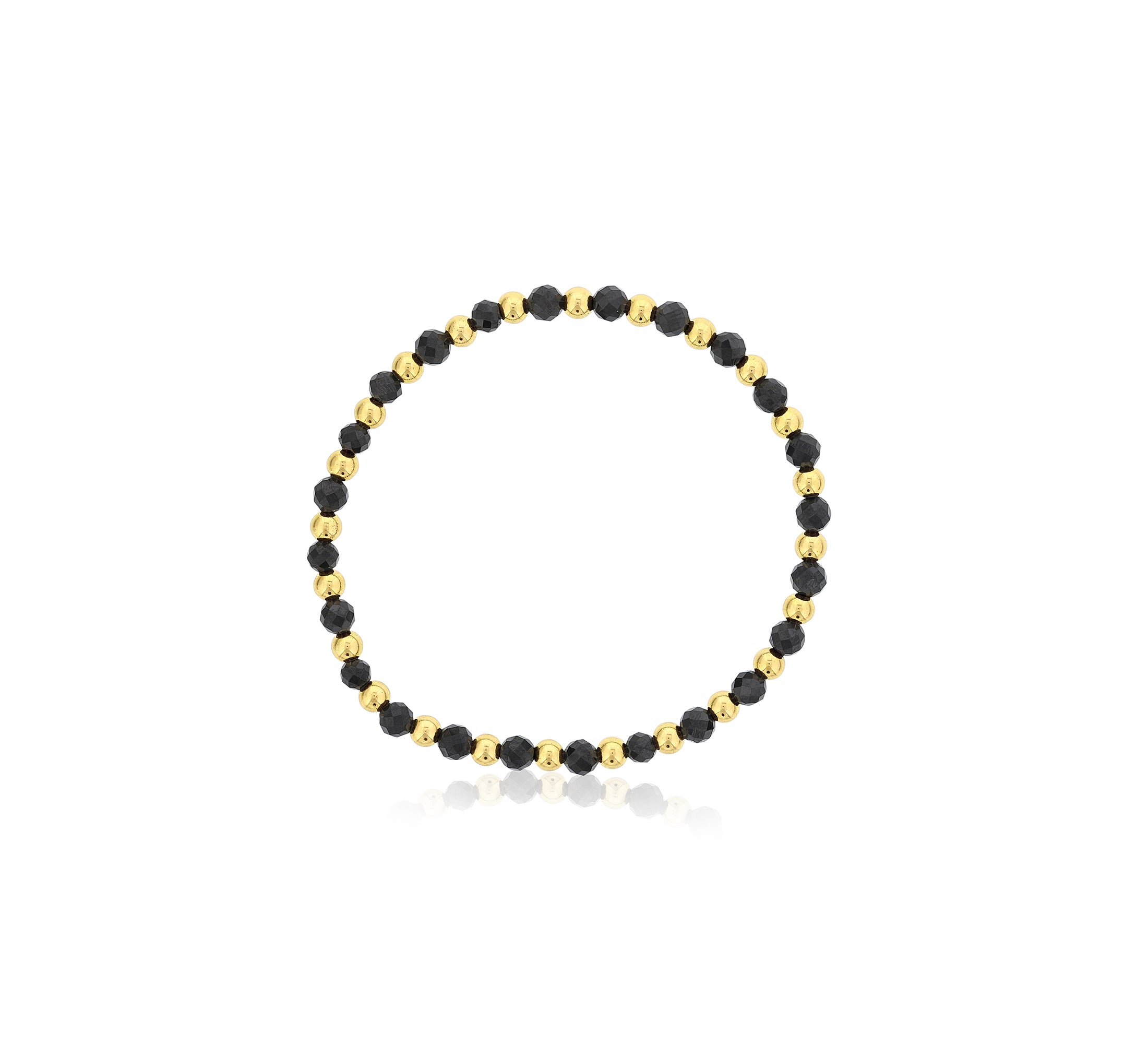7" Alternating 4Mm Gf Beads & Faceted Black Agate