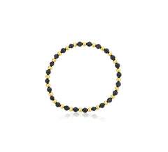 7" Alternating 4Mm Gf Beads & Faceted Black Agate
