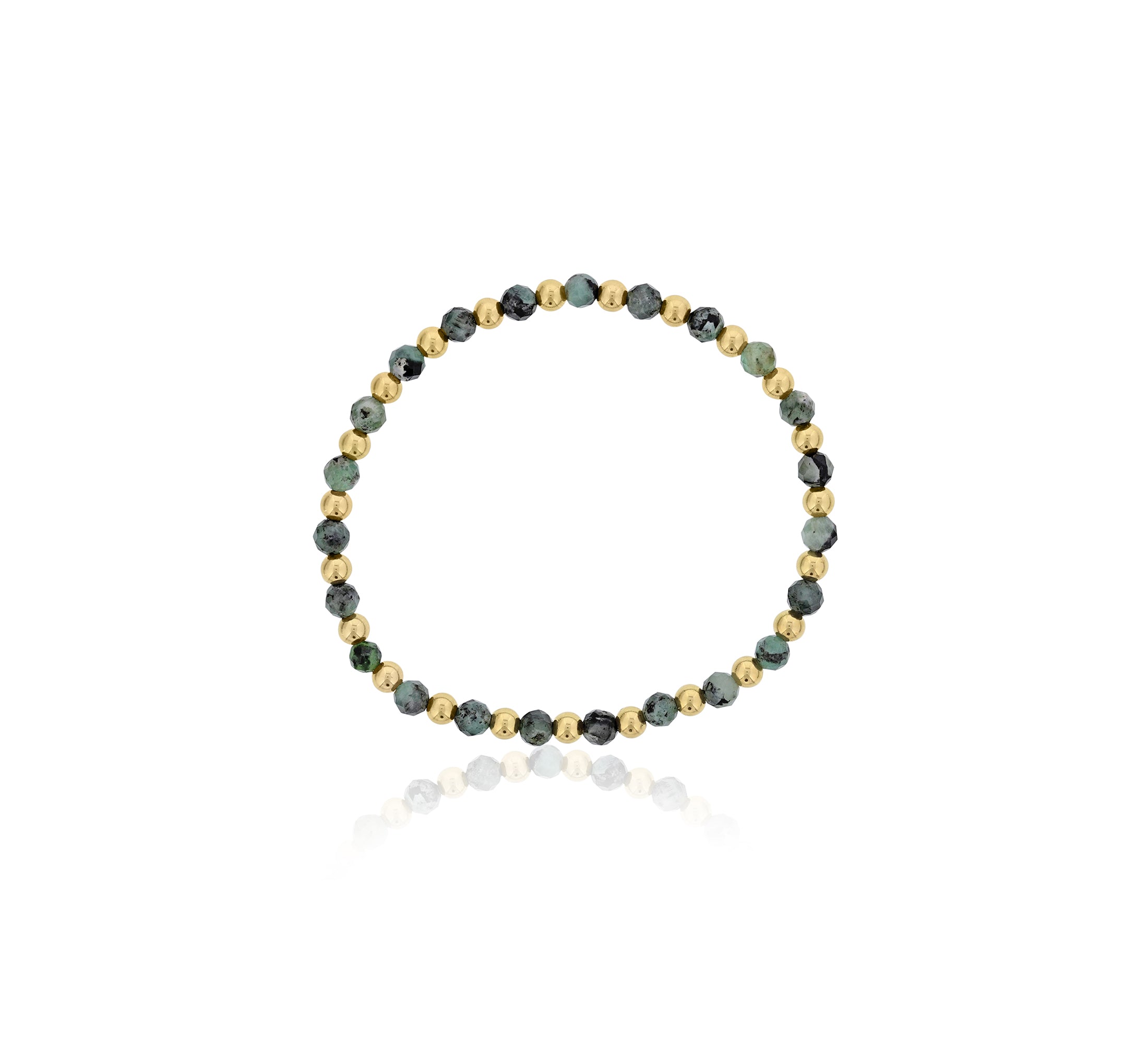 4mm Emerald w/ Alternating GF Beads