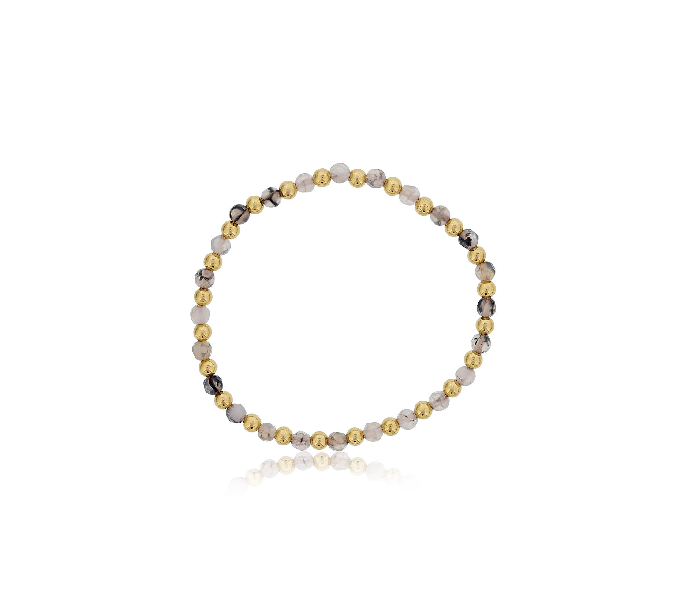 Shinebright - 7" Alternating 4Mm Gf Beads & Faceted Fire Agate