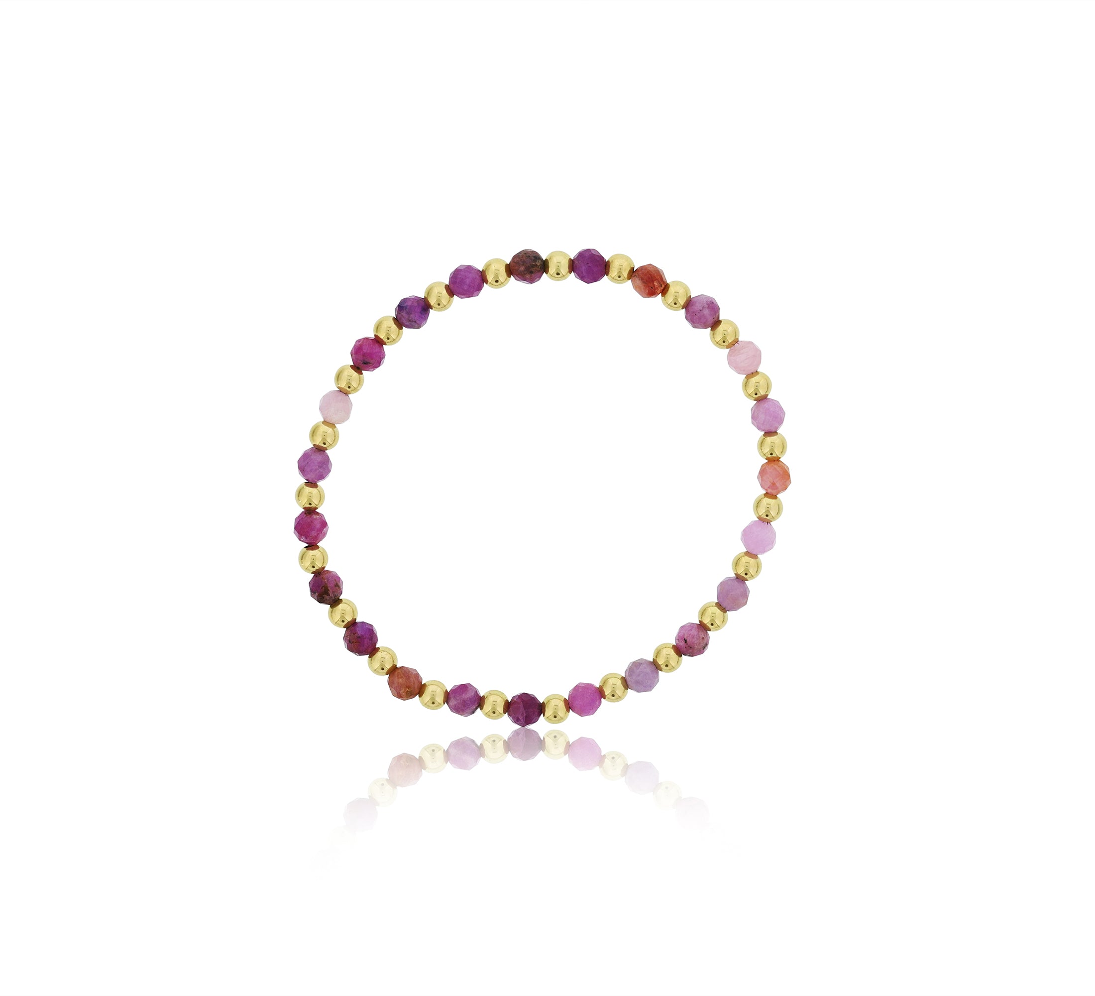 4mm Ruby w/ Alternating GF Beads