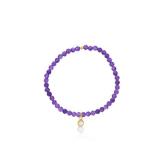 4mm Amethyst w/ GP Clear Quartz Bezel Charm