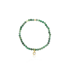 4mm Emerald w/ GP Clear Quartz Bezel Charm